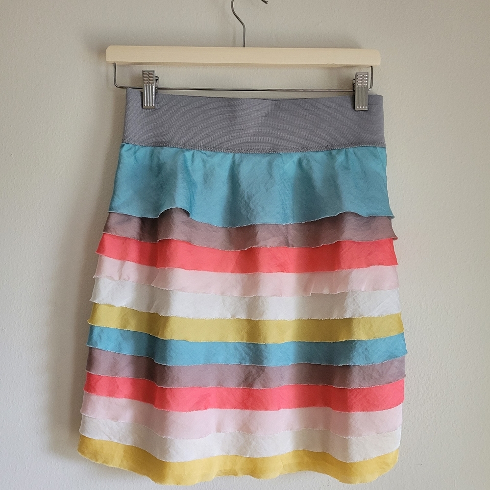 Aryn K Sweet Tiered Skirt Rainbow ruffle Size M Easter